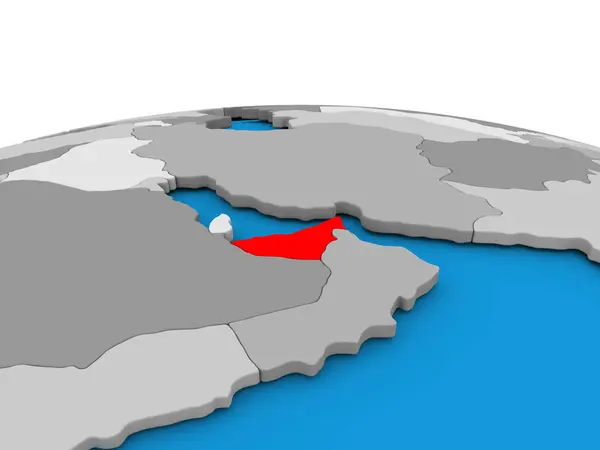 Förenade Arabemiraten på Globen i rött — Stockfoto
