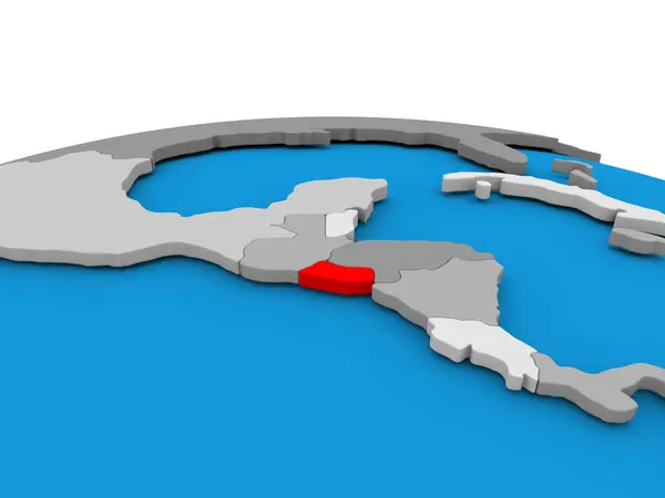 El Salvador na świecie w kolorze czerwonym — Zdjęcie stockowe