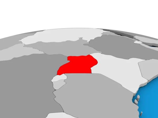 Uganda kırmızı küre üzerinde — Stok fotoğraf