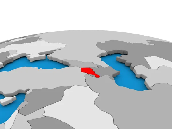 Armenia on globe in red — Stock Photo, Image
