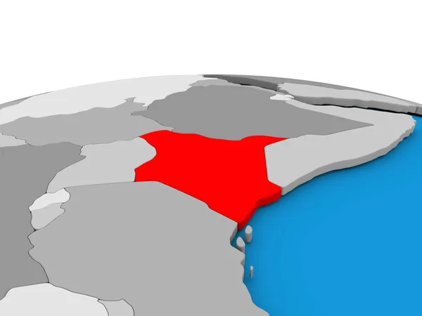 Kenia auf Globus in Rot — Stockfoto