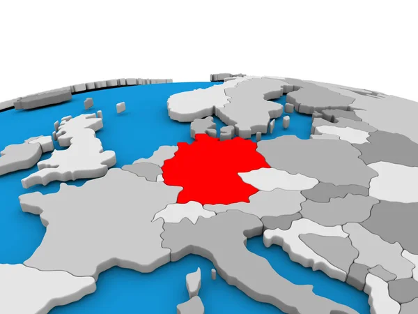 Германия на земном шаре в красном — стоковое фото