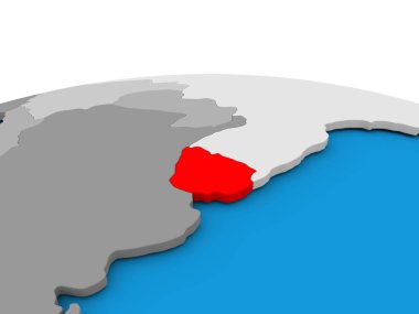 Uruguay kırmızı küre üzerinde