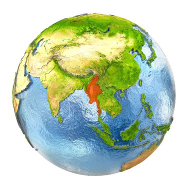 Myanmar tam dünya üzerindeki kırmızı