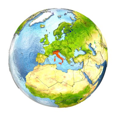 İtalya tam dünya üzerindeki kırmızı