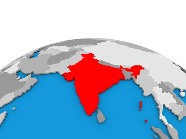 India on globe in red — Stock Photo, Image