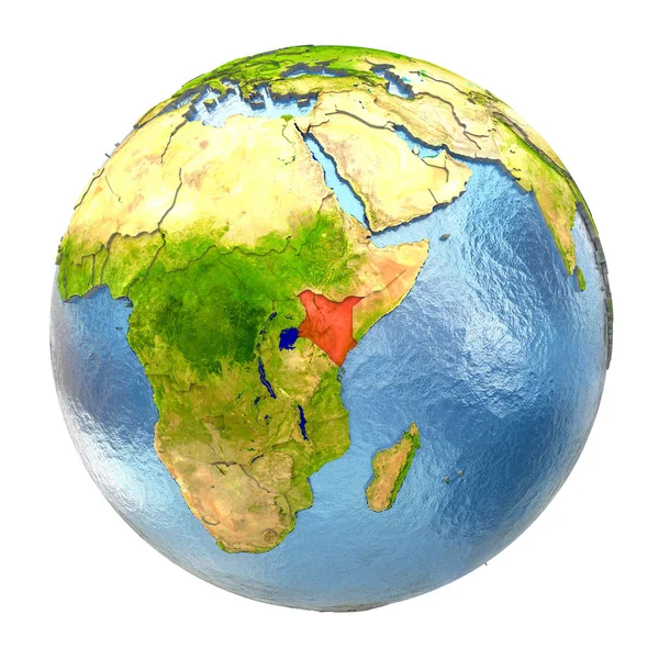 Kenya in rosso su Terra piena — Foto Stock
