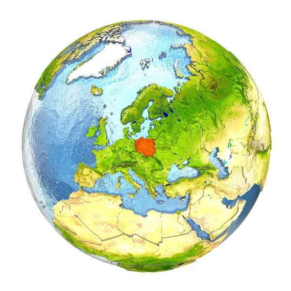 波兰在全地球上的红 — 图库照片