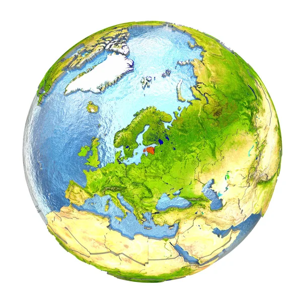 Estland in Rot auf voller Erde — Stockfoto