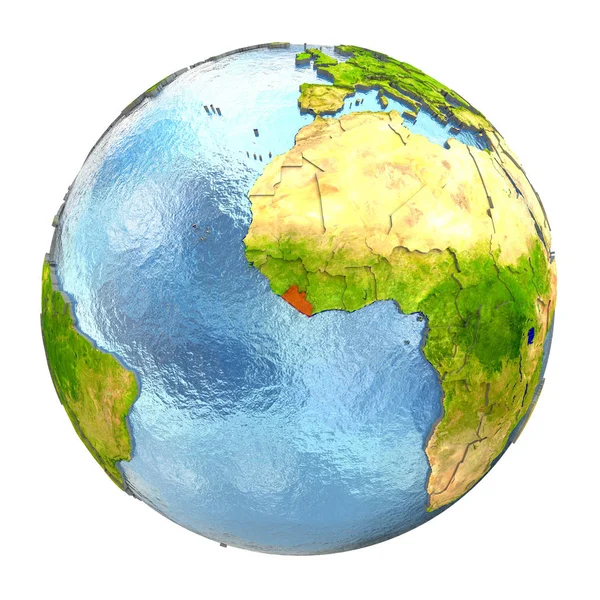 利比里亚在全地球上的红 — 图库照片