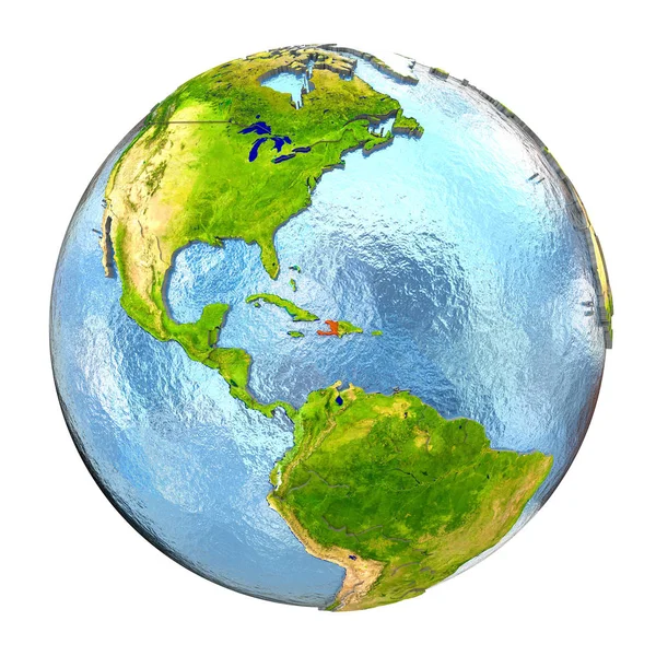 전체 지구에 빨간색 아이티 — 스톡 사진