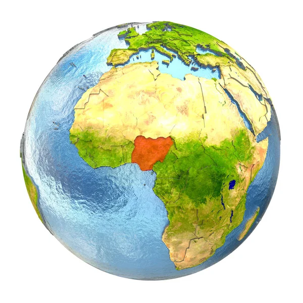 Nigeria in rosso su tutta la Terra — Foto Stock