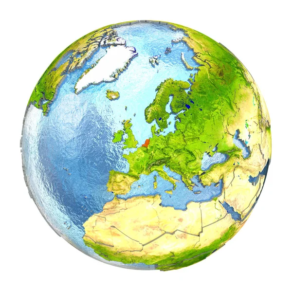 Paesi Bassi in rosso su Terra piena — Foto Stock