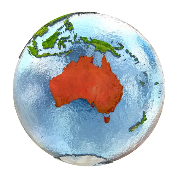Австралия в красном на всей Земле — стоковое фото