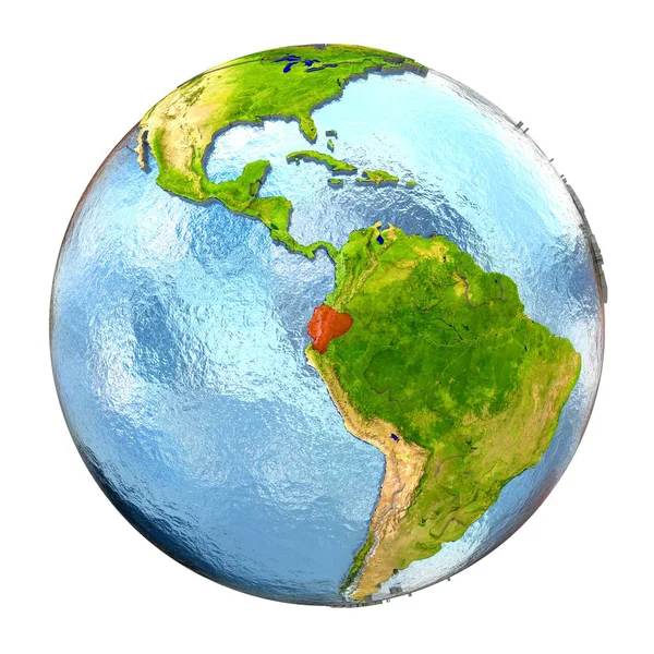 Ecuador in Rot auf voller Erde — Stockfoto