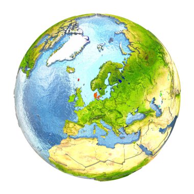 Danimarka tam dünya üzerindeki kırmızı