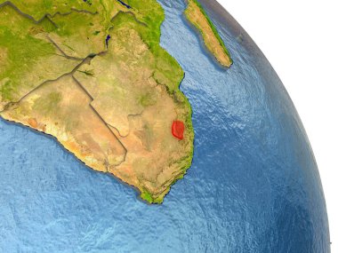 Lesotho kırmızı yeryüzünde