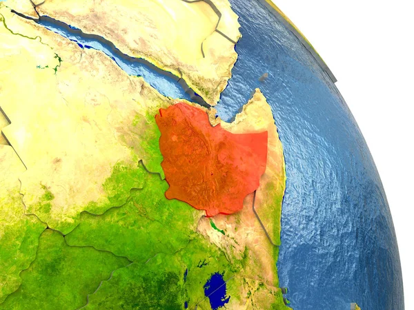 Etiopie na zemi v červené barvě — Stock fotografie
