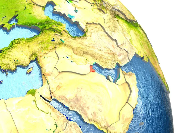 Koeweit op aarde in het rood — Stockfoto