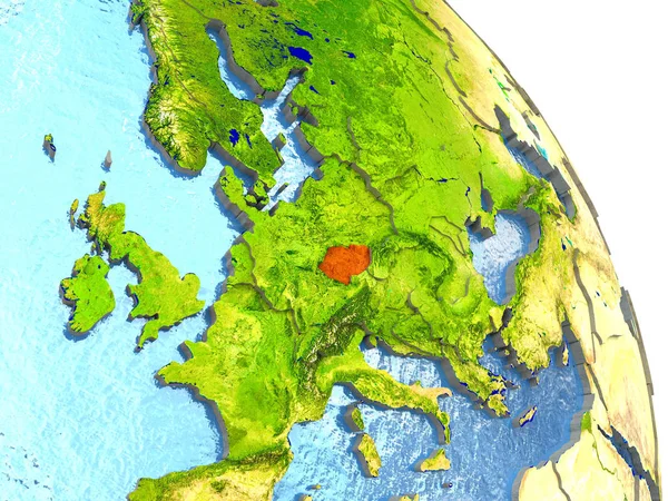 빨간색으로 지구에 체코 공화국 — 스톡 사진