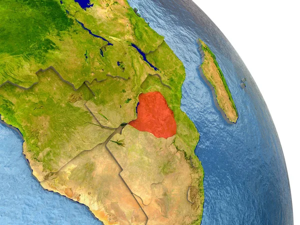 Zimbabwe on Earth in red — Stock Photo, Image