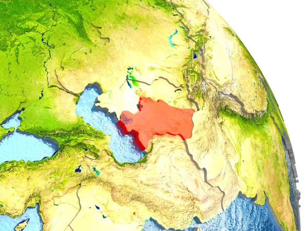 Turkmenistan na ziemi w kolorze czerwonym — Zdjęcie stockowe