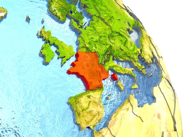 Frankreich auf der Erde in Rot — Stockfoto