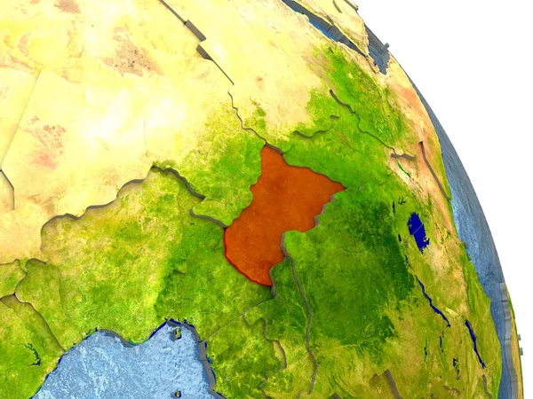 Central Africa on Earth in red — Stock Photo, Image