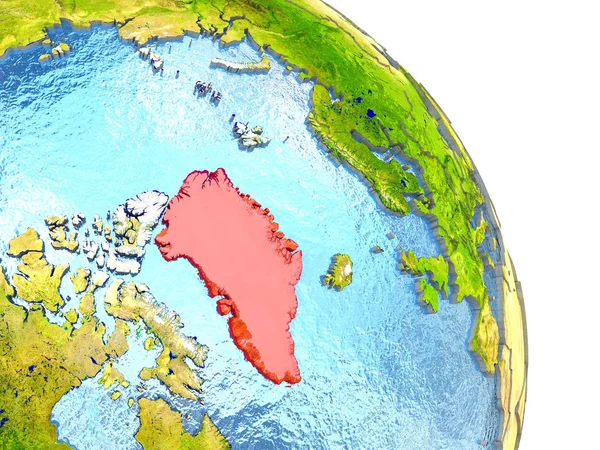 빨간색으로 지구에 그린란드 — 스톡 사진