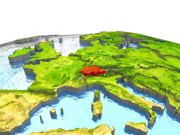 Schweiz auf der Erde in Rot — Stockfoto