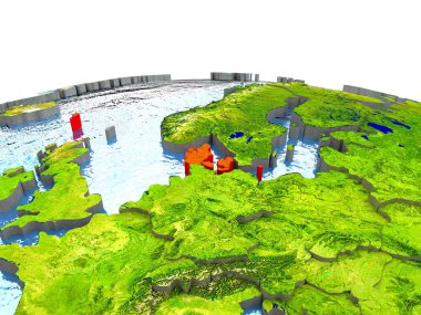 Danimarka kırmızı yeryüzünde