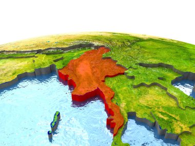 Myanmar kırmızı yeryüzünde