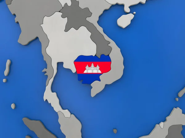 Kambodja på jordglob — Stockfoto