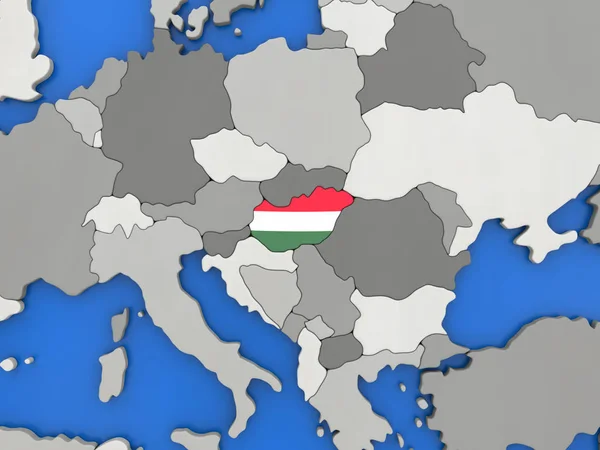 Hongarije op wereldbol — Stockfoto
