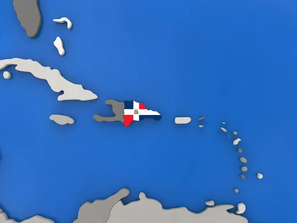 Dominikanska republiken på jordglob — Stockfoto