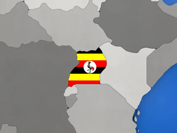 Uganda auf dem Globus — Stockfoto