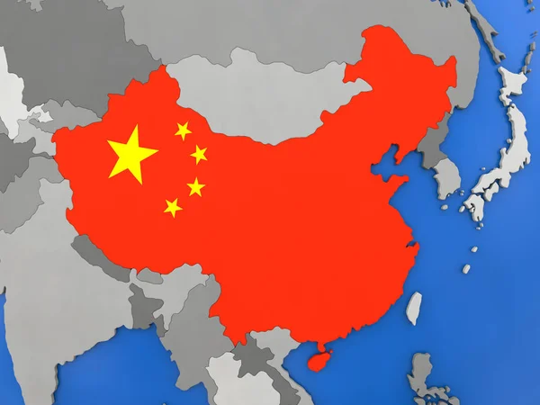 China op wereldbol — Stockfoto