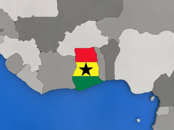 Ghana på jordglob — Stockfoto