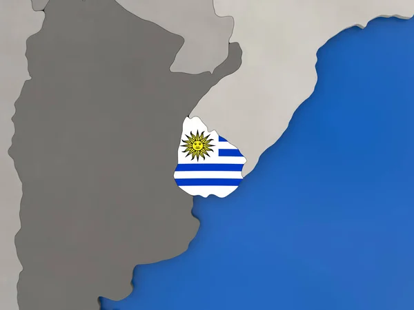 Uruguay op wereldbol — Stockfoto