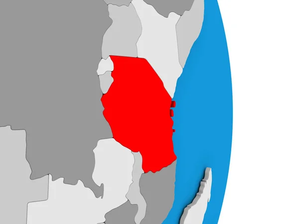 Tanzania på jordglob — Stockfoto