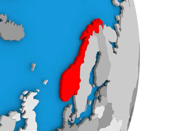 Noorwegen op wereldbol — Stockfoto