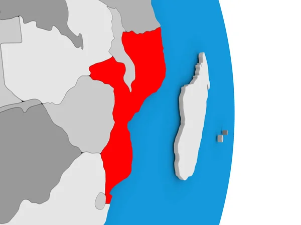 Mosambik auf dem Globus — Stockfoto