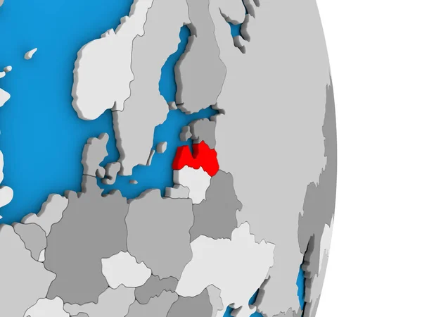 Letland op wereldbol — Stockfoto