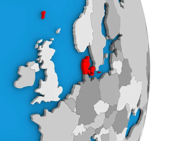 Denmark on globe — Stock Photo, Image