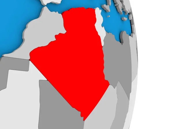 Algerije op wereldbol — Stockfoto