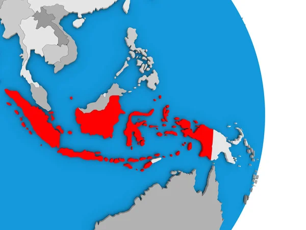 Indonesië op wereldbol — Stockfoto