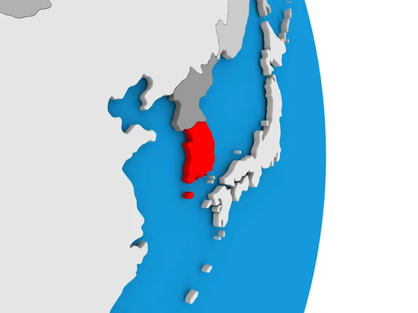 Південна Корея на земній кулі — стокове фото