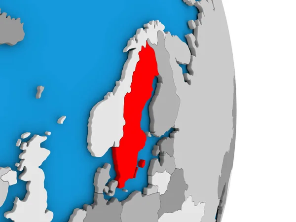 Zweden op wereldbol — Stockfoto