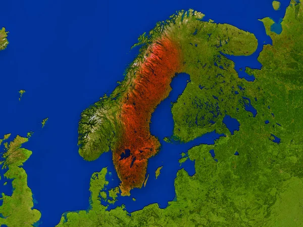 İsveç kırmızı uzaydan — Stok fotoğraf