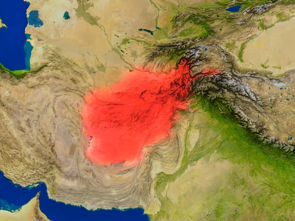 Afganistan z kosmosu na czerwono — Zdjęcie stockowe